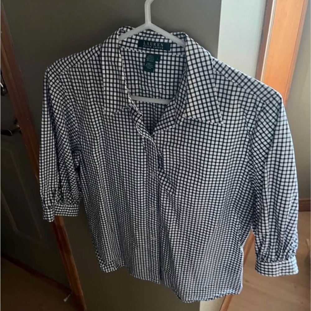 Ralph Lauren Black and White Checkered Blouse